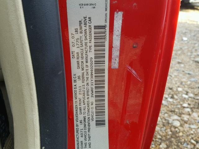 3VWRF31Y38M402029 - 2008 VOLKSWAGEN NEW BEETLE 红色 照片 10