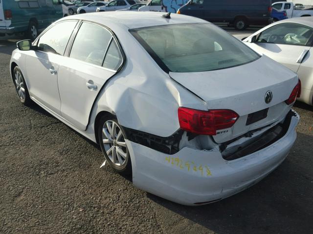 3VWDP7AJ6DM257385 - 2013 VOLKSWAGEN JETTA SE WHITE photo 3