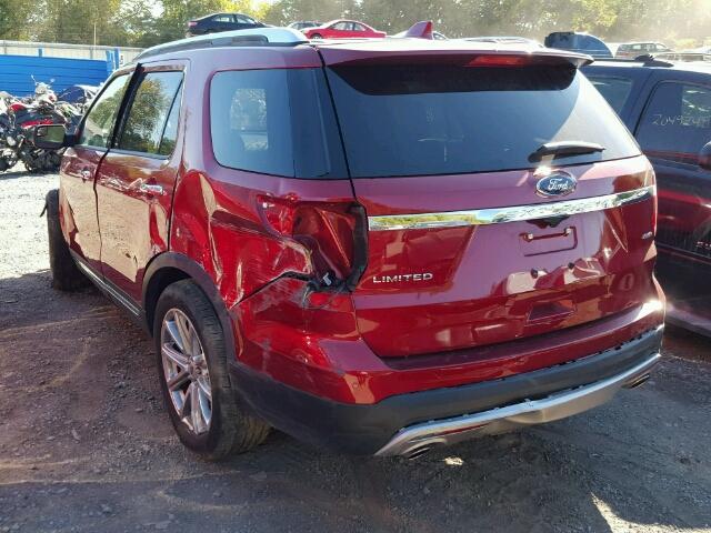 1FM5K8F80HGC67245 - 2017 FORD EXPLORER RED photo 3