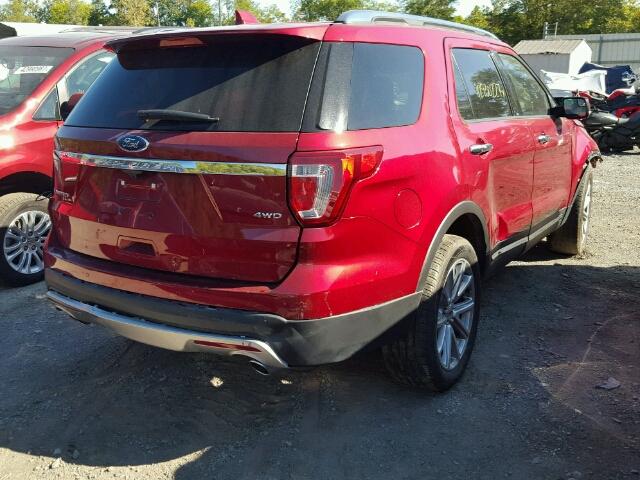 1FM5K8F80HGC67245 - 2017 FORD EXPLORER RED photo 4