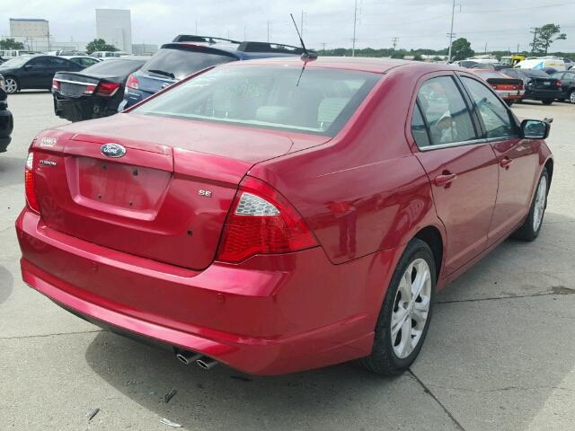 3FAHP0HA5CR407303 - 2012 FORD FUSION RED photo 4