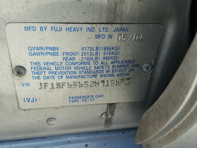 JF1SF65652H718693 - 2002 SUBARU FORESTER S 银色 照片 10