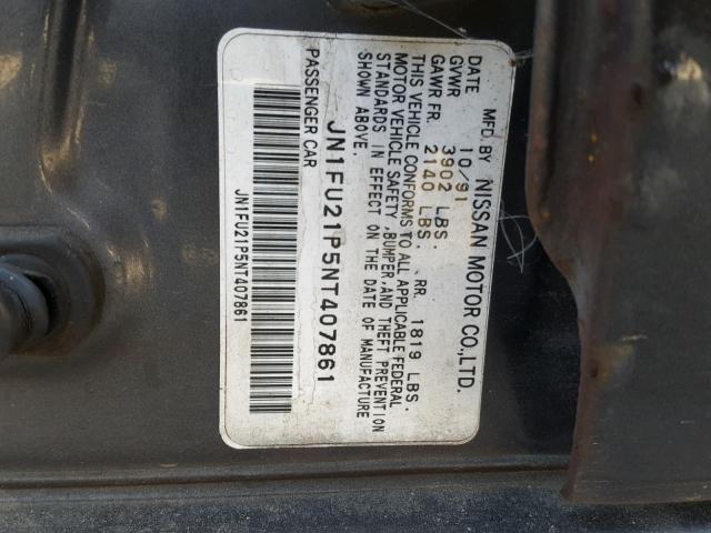 JN1FU21P5NT407861 - 1992 NISSAN STANZA GRAY photo 10