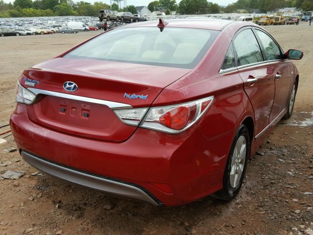 KMHEC4A41BA003925 - 2011 HYUNDAI SONATA HYB RED photo 4