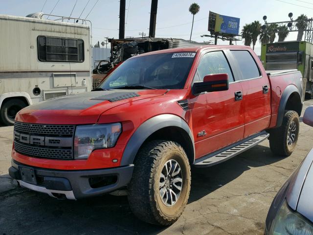 1FTFW1R68DFC13075 - 2013 FORD F150 SVT R RED photo 2