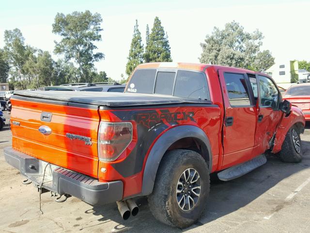 1FTFW1R68DFC13075 - 2013 FORD F150 SVT R RED photo 4