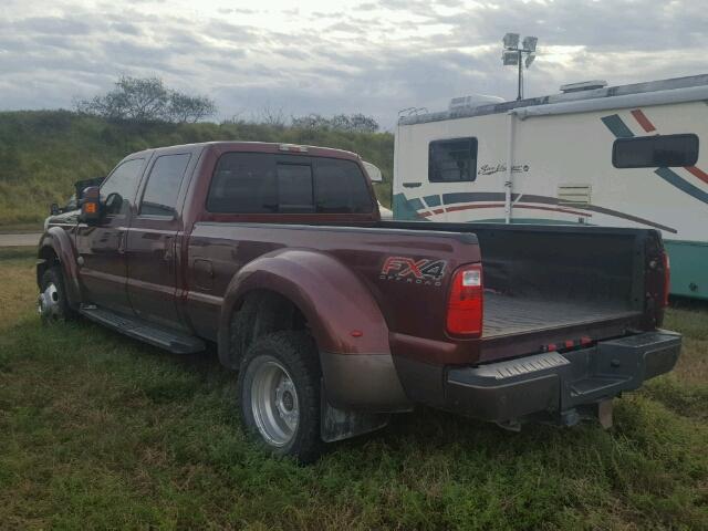 1FT8W3DT0FEC61678 - 2015 FORD F350 SUPER BURGUNDY photo 3