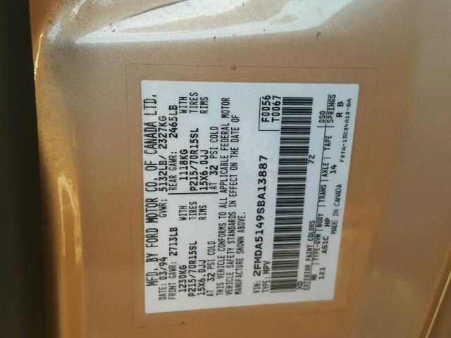 2FMDA5149SBA13887 - 1995 FORD WINDSTAR W TAN photo 10