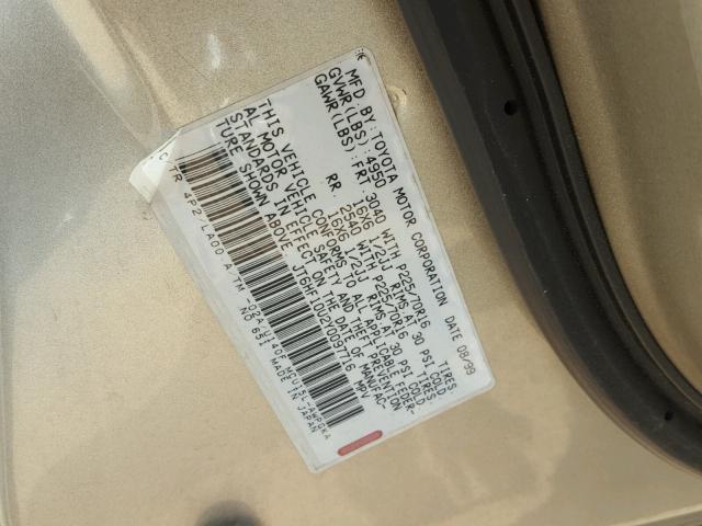 JT6HF10U2Y0097716 - 2000 LEXUS RX 300 GOLD photo 10