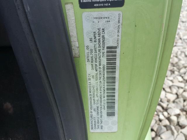 3VWCK31C25M409880 - 2005 VOLKSWAGEN NEW BEETLE მწვანე ფოტო 10