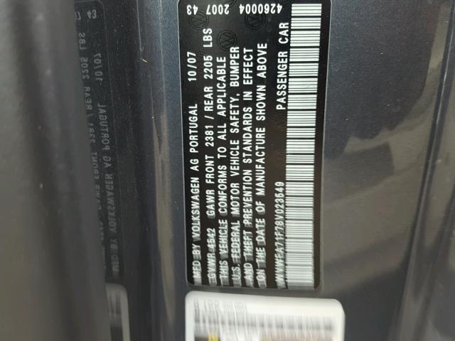 WVWFA71F78V023549 - 2008 VOLKSWAGEN EOS LUX 蓝色 照片 10