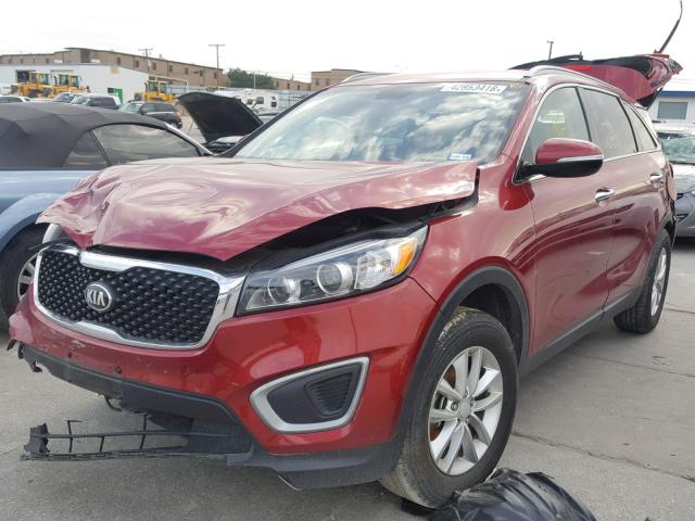 5XYPG4A30GG050041 - 2016 KIA SORENTO LX BURGUNDY photo 2