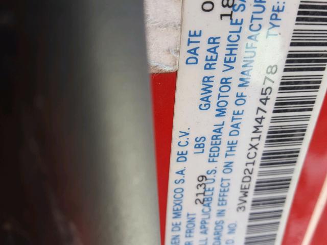 3VWED21CX1M474578 - 2001 VOLKSWAGEN NEW BEETLE წითელი ფოტო 10