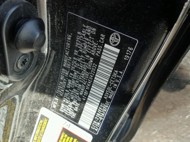 4T1BF1FK4EU422032 - 2014 TOYOTA CAMRY L BLACK photo 10