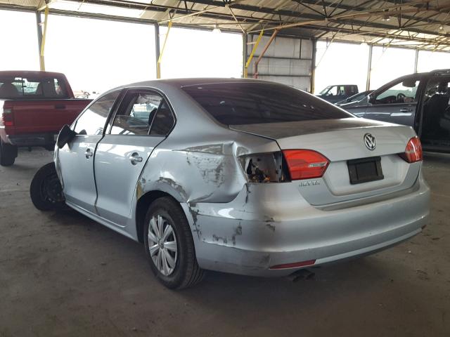 3VW2K7AJ9DM268600 - 2013 VOLKSWAGEN JETTA BASE 银色 照片 3