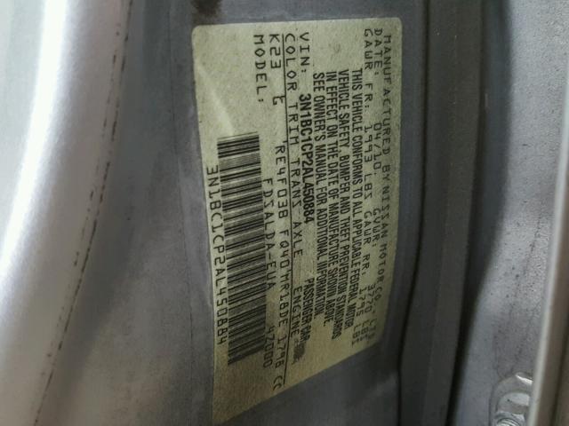 3N1BC1CP2AL450884 - 2010 NISSAN VERSA S SILVER photo 10