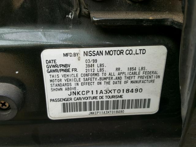 JNKCP11A3XT018490 - 1999 INFINITI G20 GREEN photo 10