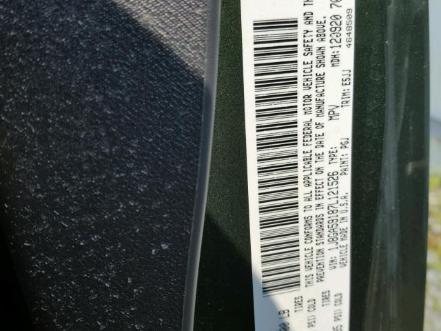 1J8GA59187L121526 - 2007 JEEP WRANGLER S 绿色 照片 10