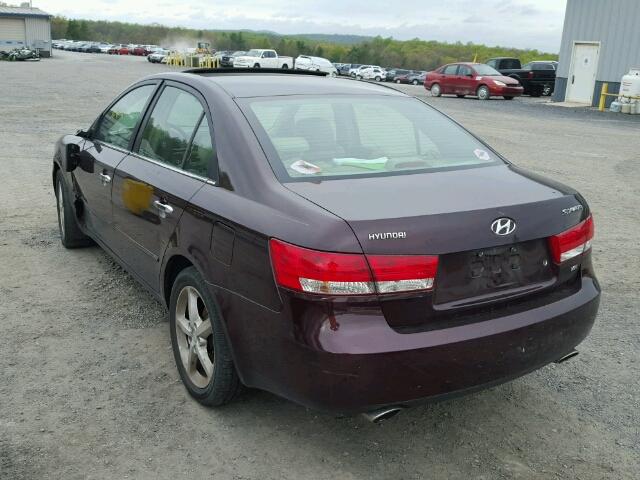 5NPEU46F76H088389 - 2006 HYUNDAI SONATA GLS PURPLE photo 3