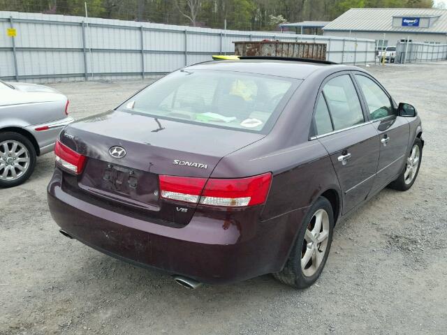 5NPEU46F76H088389 - 2006 HYUNDAI SONATA GLS PURPLE photo 4