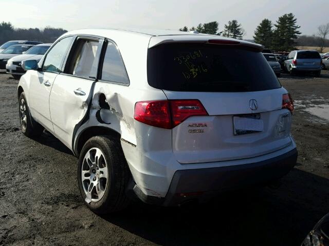 2HNYD28237H541942 - 2007 ACURA MDX WHITE photo 3