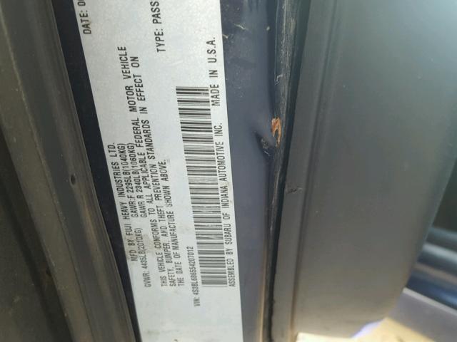 4S3BL686554207012 - 2005 SUBARU LEGACY GT BLUE photo 10