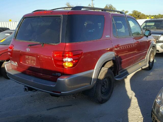 5TDZT34A21S045295 - 2001 TOYOTA SEQUOIA RED photo 4