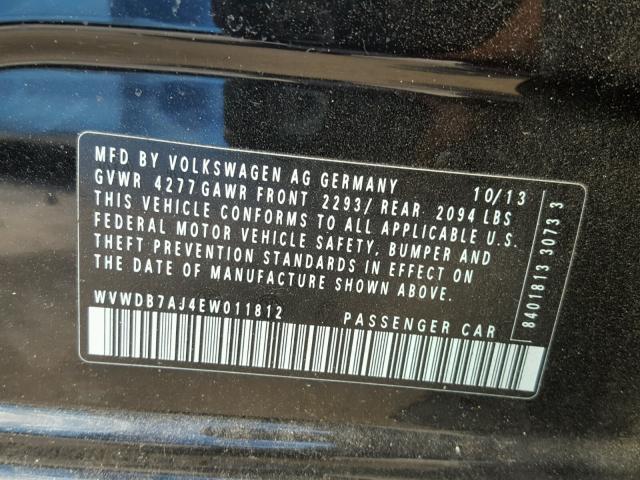 WVWDB7AJ4EW011812 - 2014 VOLKSWAGEN GOLF BLACK photo 10