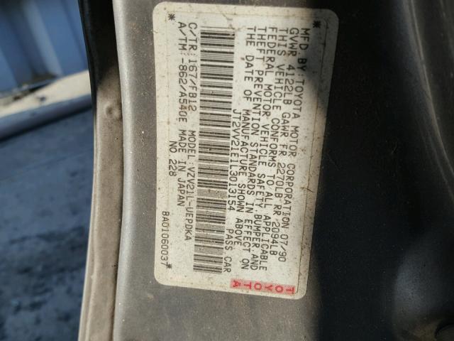 JT2VV21E1L3013154 - 1990 TOYOTA CAMRY DLX 灰色 照片 10