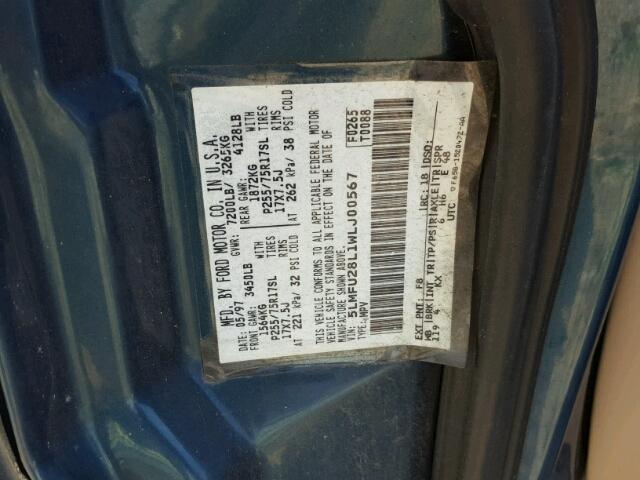 5LMFU28L1WLJ00567 - 1998 LINCOLN NAVIGATOR მწვანე ფოტო 10