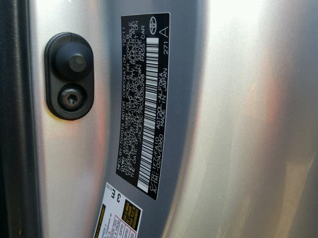 JTKJF5C79C3035298 - 2012 TOYOTA SCION TC 银色 照片 10