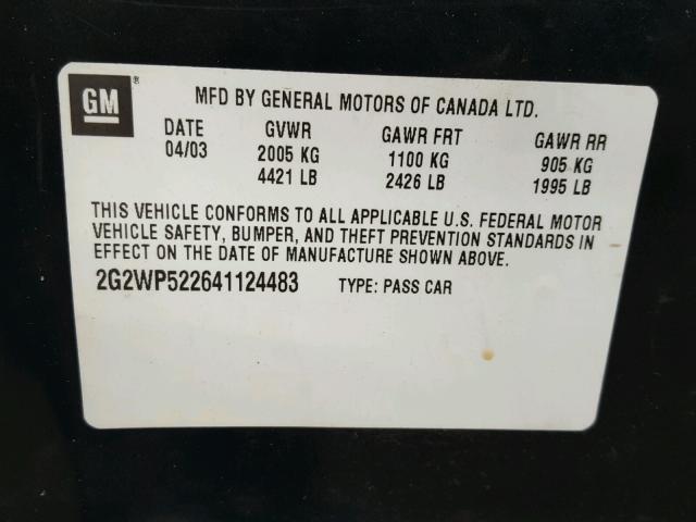 2G2WP522641124483 - 2004 PONTIAC GRAND PRIX GREEN photo 10