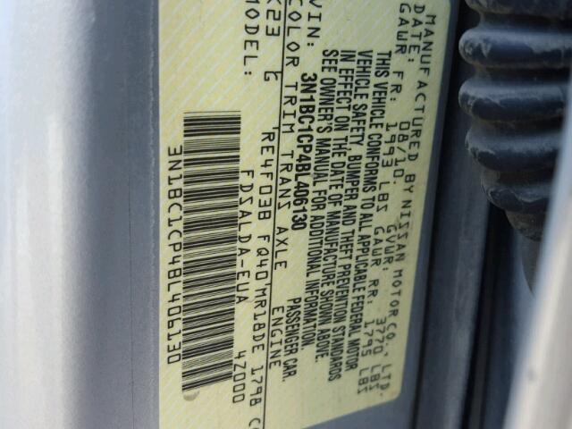 3N1BC1CP4BL406130 - 2011 NISSAN VERSA S SILVER photo 10