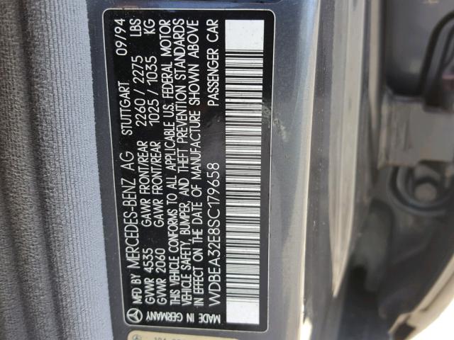 WDBEA32E8SC179658 - 1995 MERCEDES-BENZ E 320 BASE GRAY photo 10