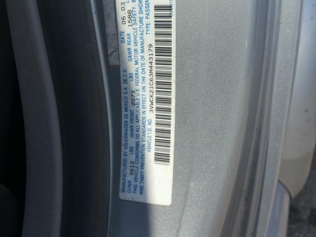 3VWCK21C63M443179 - 2003 VOLKSWAGEN NEW BEETLE 银色 照片 10