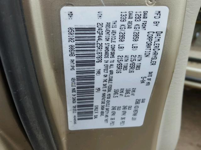 2D4GP44L25R187876 - 2005 DODGE GRAND CARA GOLD photo 10