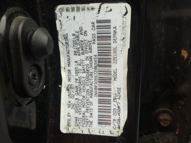 1NXBR30E67Z869454 - 2007 TOYOTA COROLLA BLACK photo 10