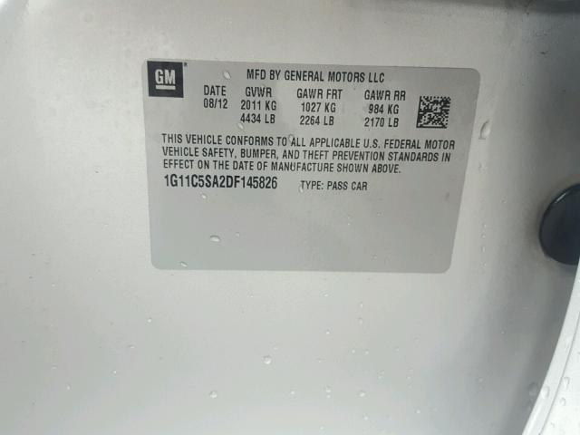 1G11C5SA2DF145826 - 2013 CHEVROLET MALIBU 1LT GRAY photo 10