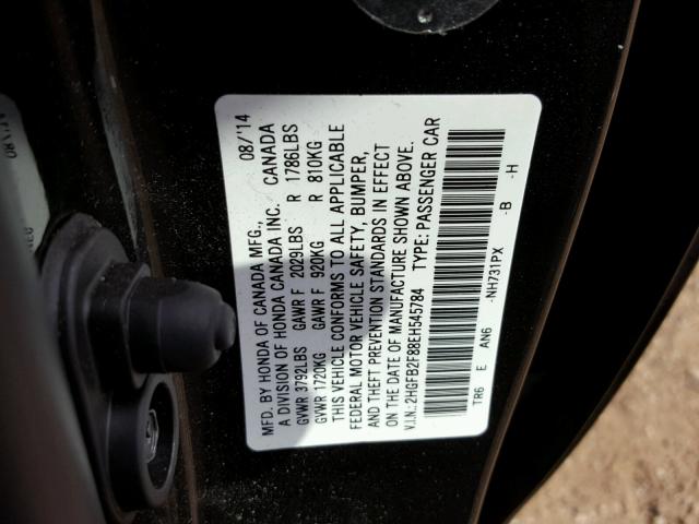 2HGFB2F88EH545784 - 2014 HONDA CIVIC BLACK photo 10