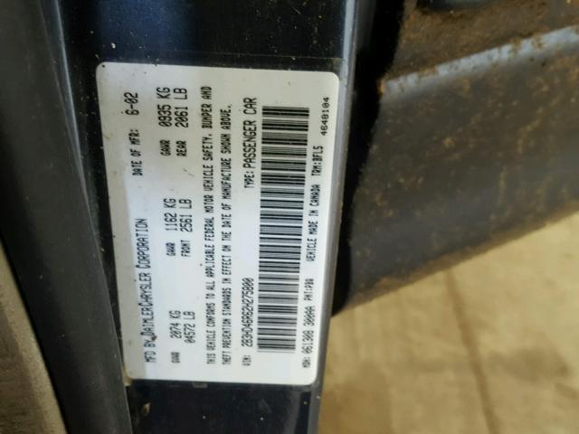 2B3HD46R62H275800 - 2002 DODGE INTREPID S GRAY photo 10