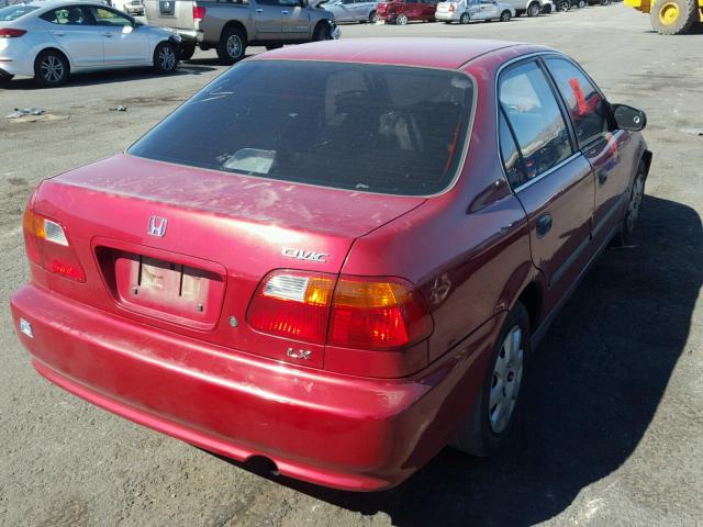 1HGEJ6676XL022315 - 1999 HONDA CIVIC LX RED photo 4