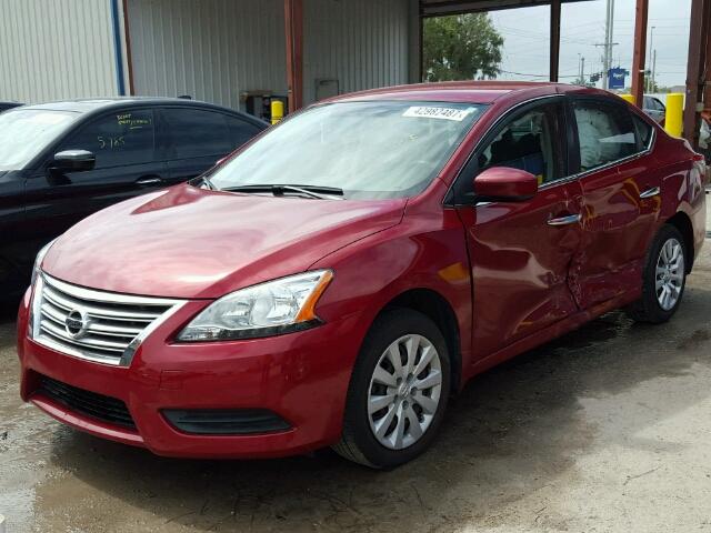 3N1AB7AP2EL689877 - 2014 NISSAN SENTRA RED photo 2