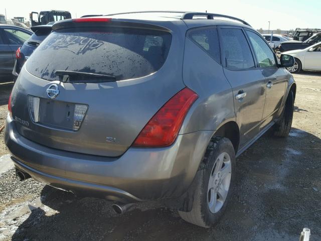 JN8AZ08T25W328151 - 2005 NISSAN MURANO SL GRAY photo 4