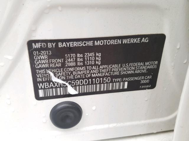 WBAXH5C59DD110150 - 2013 BMW 528 XI WHITE photo 10