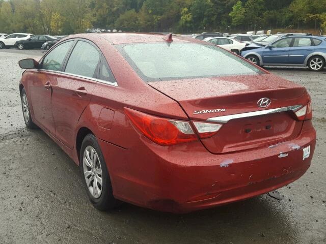 5NPEB4AC0BH058339 - 2011 HYUNDAI SONATA GLS RED photo 3