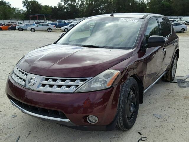 JN8AZ08T76W411950 - 2006 NISSAN MURANO SL BURGUNDY photo 2