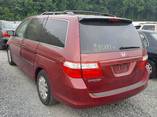 5FNRL38226B119443 - 2006 HONDA ODYSSEY LX RED photo 3