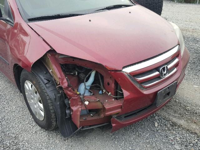 5FNRL38226B119443 - 2006 HONDA ODYSSEY LX RED photo 9