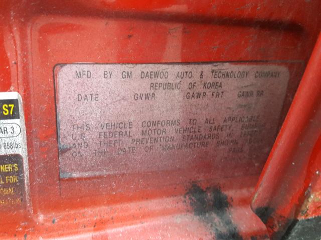 KL1TJ52694B227214 - 2004 CHEVROLET AVEO LS RED photo 10