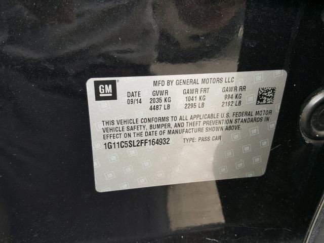 1G11C5SL2FF164932 - 2015 CHEVROLET MALIBU 1LT BLACK photo 10